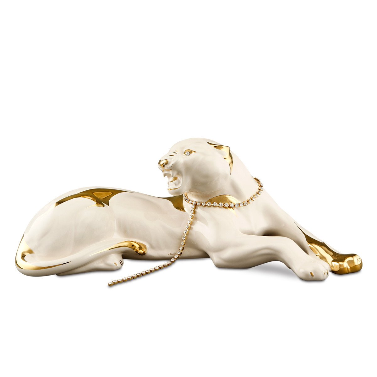 Hochwertige Porzellanfigur "liegender Leopard" Handmade in Italy 