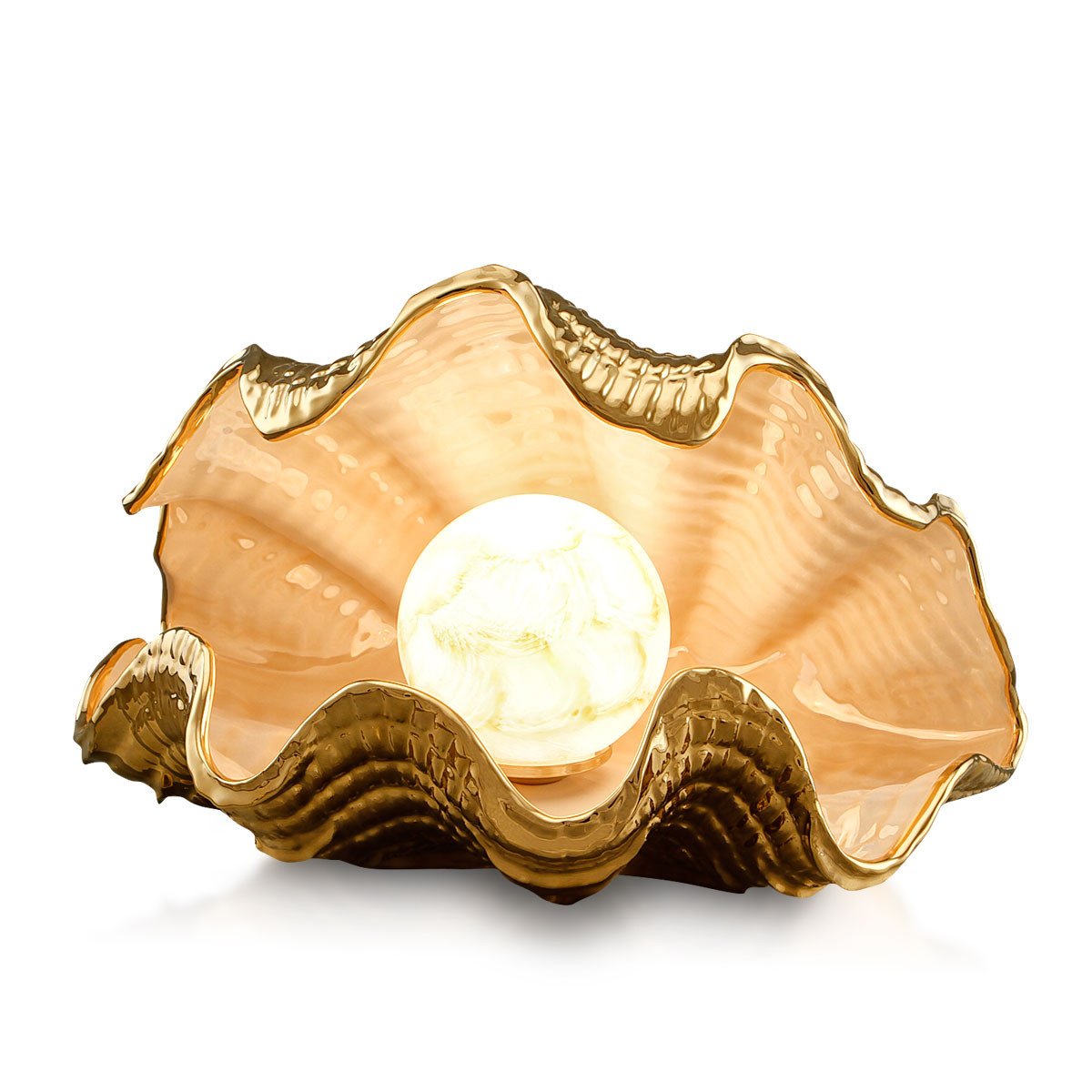 Exklusive Muschellampe 24 Karat vergoldet